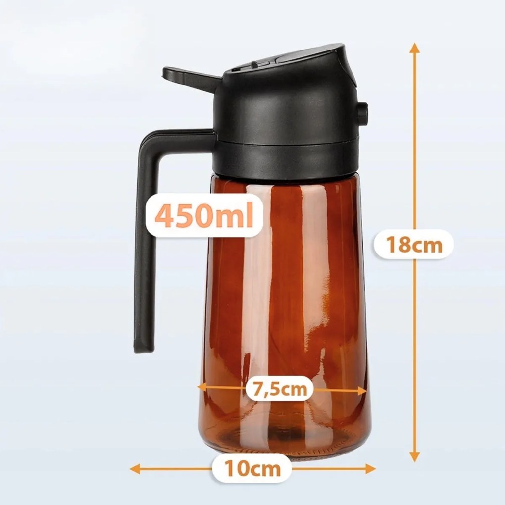 VILDE Sklenený rozprašovač a dávkovač na olej 2v1 450ml - hnedé sklo