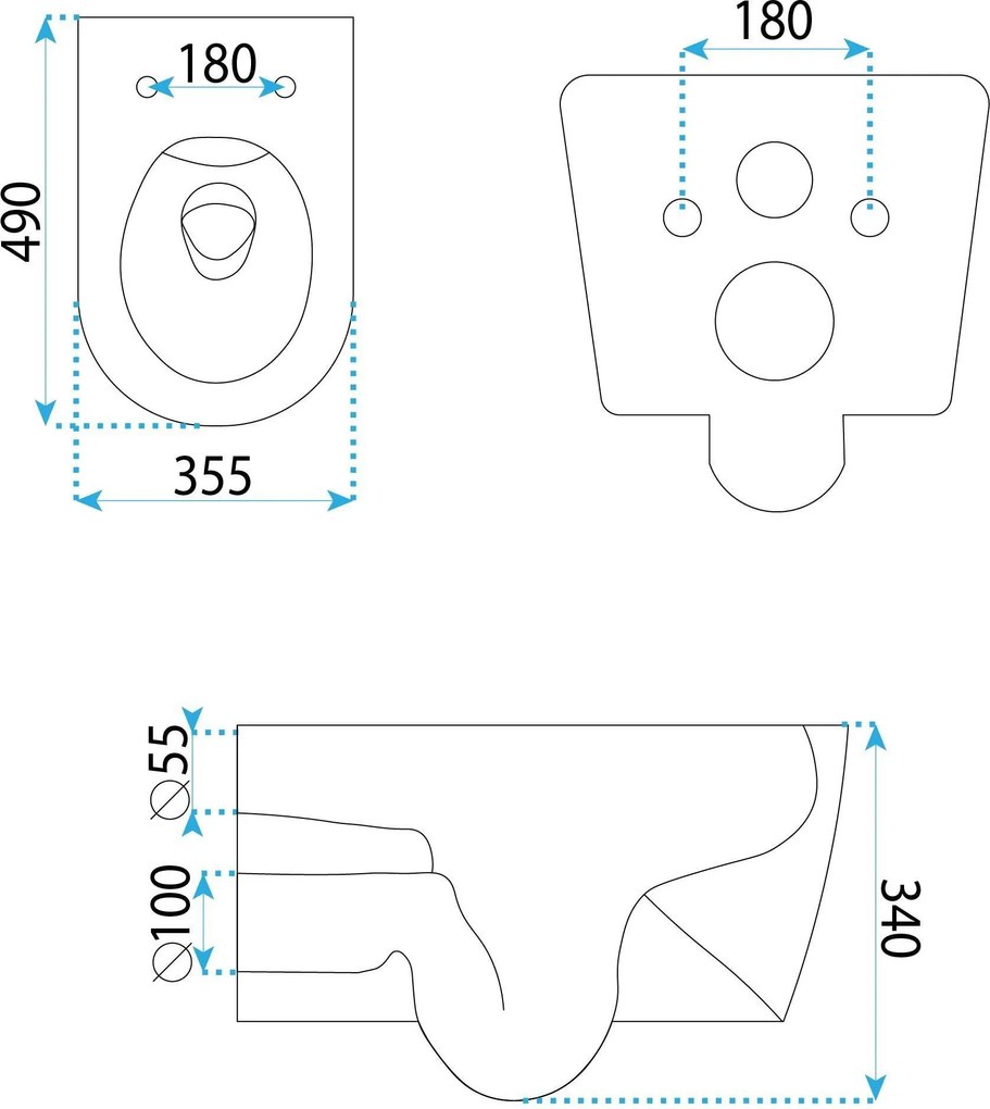 Závesná WC misa so SoftClose sedadlom REA Gustavo Rimless, biela lesk
