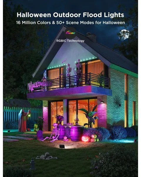 Govee - Súprava 4× stmievateľných LED reflektorov RGBICWW, 24 W, 230 V, IP66, s podporou Matter a Wi‑Fi