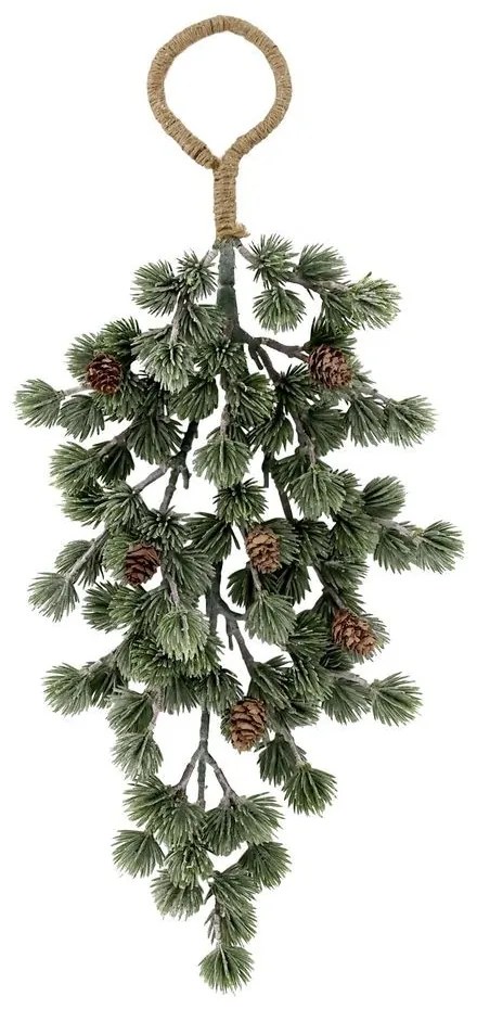 Vianočná závesná srienistá cédrová vetvička so šiškami Fir Branch - 50 cm