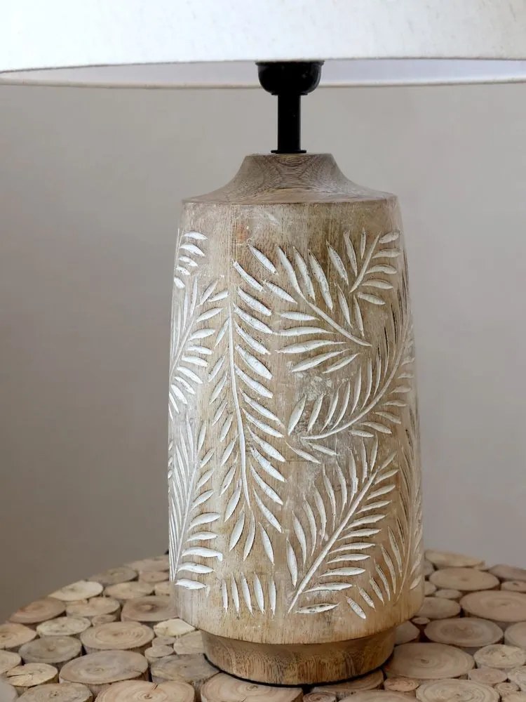 Stolová lampa s drevenou základňou a ľanovým tienidlom Pipp - 37*57 cm/ E27