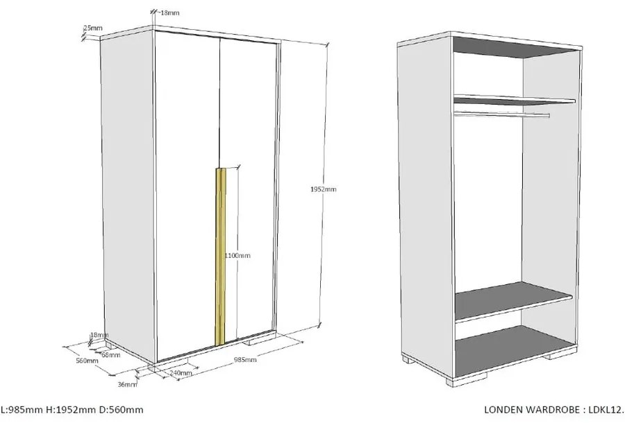 Tmavosivá detská šatníková skriňa 98x195 cm London – Vipack