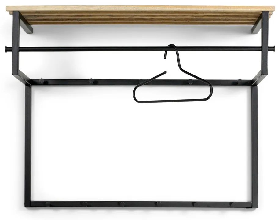 Kovový nástenný vešiak v čierno-prírodnej farbe s poličkou Rizzoli – Spinder Design