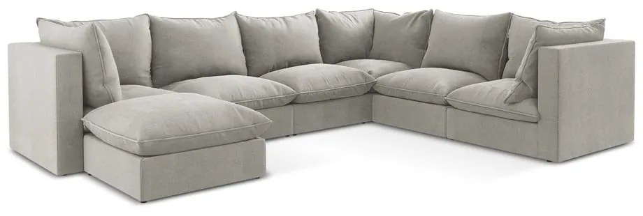 Svetlosivá rohová pohovka (pravý roh/do tvaru "U") Manao – Makamii