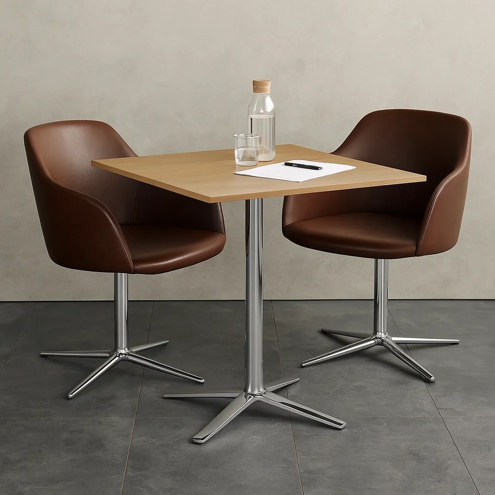 Konferenčný stolík AURA, 60x60 cm, chróm podnož, dub prírodný