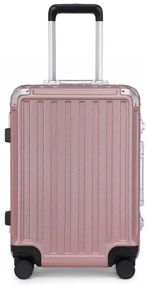 Konofactory Zlato-ružový prémiový široký kufor s hliníkovým rámom "Alfa" - M (35l)