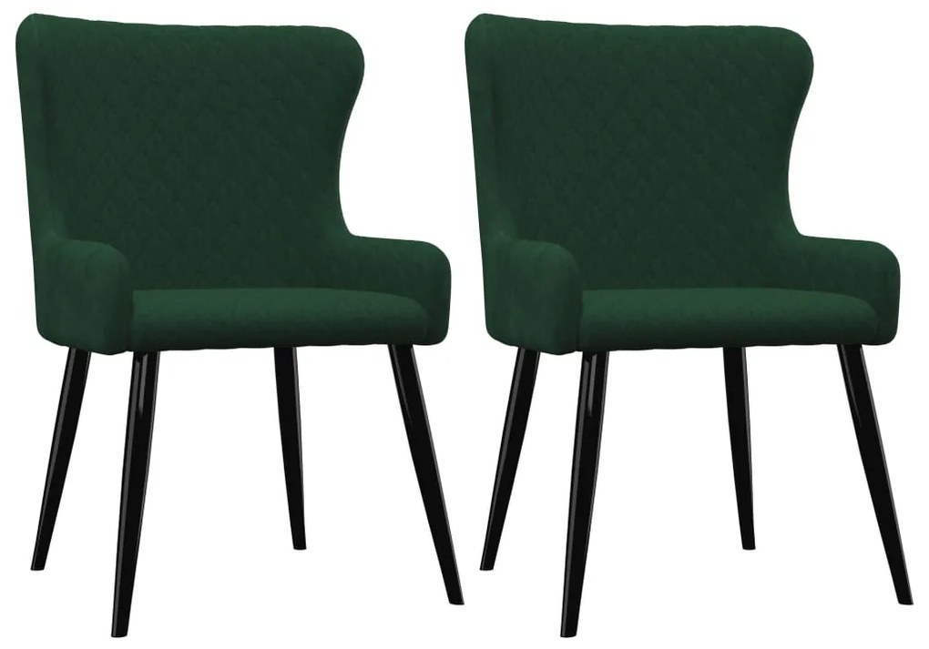 vidaXL Jedálenské stoličky 2 ks, zelené, zamat