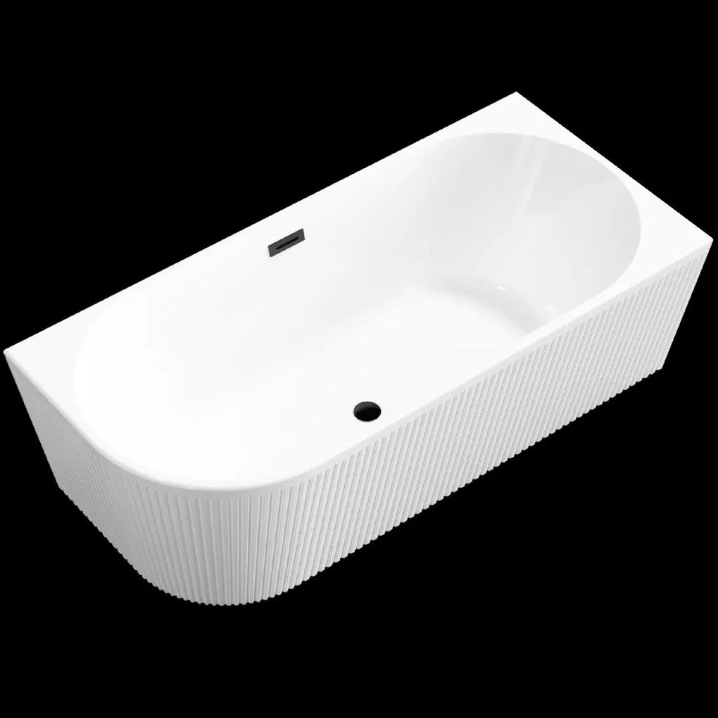 Invena Invena, voľne stojaca vaňa 170x80x58 cm, pravá, biela lesklá, čierny prepad, INV-AN-02-14P-KPL