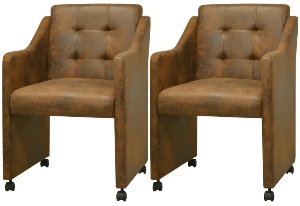 vidaXL Jedálenské stoličky 2 ks, hnedé, umelá koža