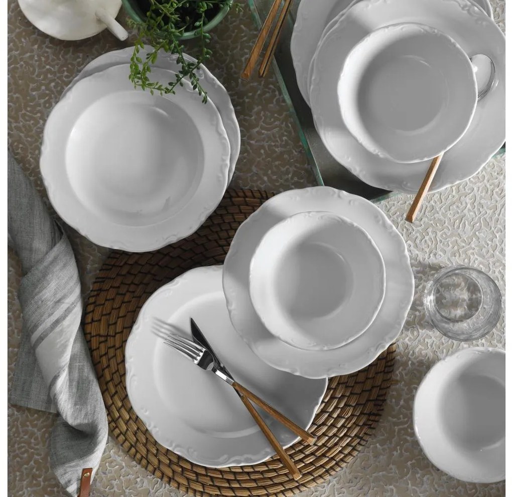 18-dielna jedálenská súprava, biela/porcelán