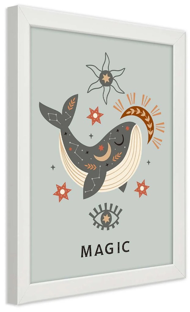 Gario Plagát Magická veľryba Farba rámu: Biela, Rozmery: 30 x 45 cm