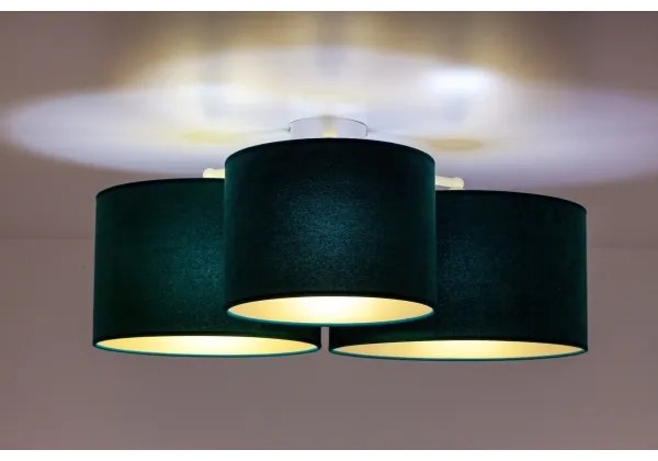 Duolla - Stropné svietidlo ROLLER TRIO 3xE27/60W/230V zelená/zlatá