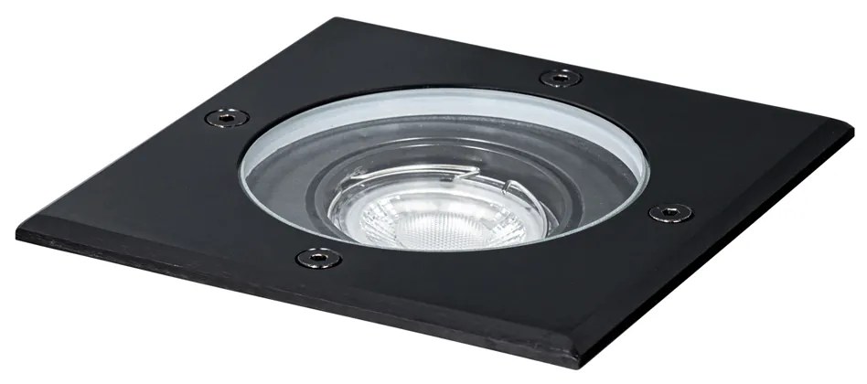 Vonkajšie zemné bodové svetlo čierne štvorcové nastaviteľné IP65 - Delux