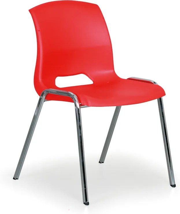Plastová jedálenská stolička s kovovou konštrukciou CLEO, červená