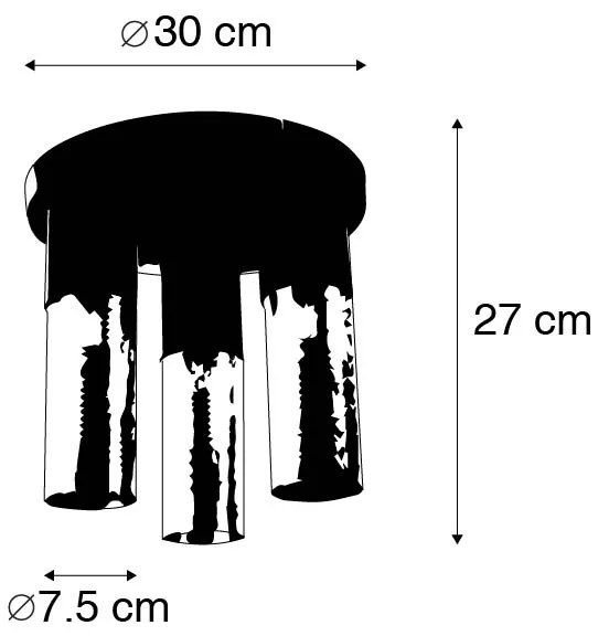 Priemyselné stropné svietidlo čierne so zlatým okrúhlym 3-svetlom - Raspi