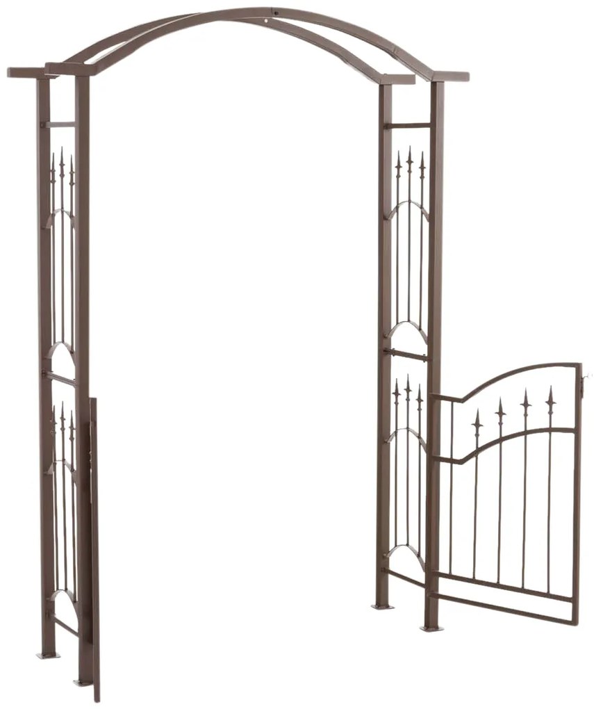 Pergola na popínavé rastliny Luxor s bránkou - Hnedá