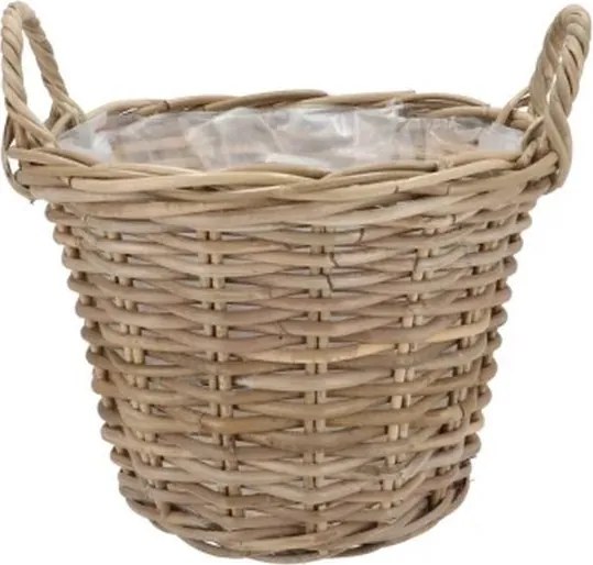 Ratanový kvetináč /kôš s ušami Kuboo grey S - Ø 20*16/20 cm