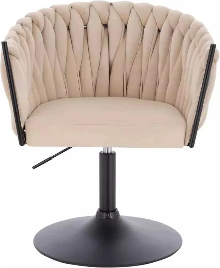LuxuryForm DESIGN Stolička NORDEN VELUR na čiernom tanieri - krémová