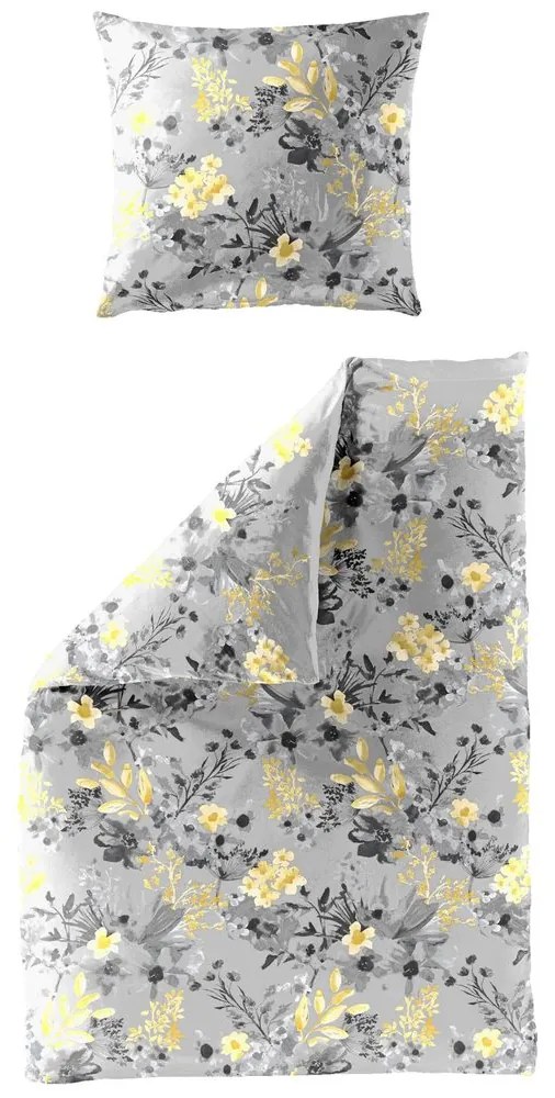 Bierbaum obliečka bavlnený satén 6475 Yellow Garden 140x200/70x90 cm