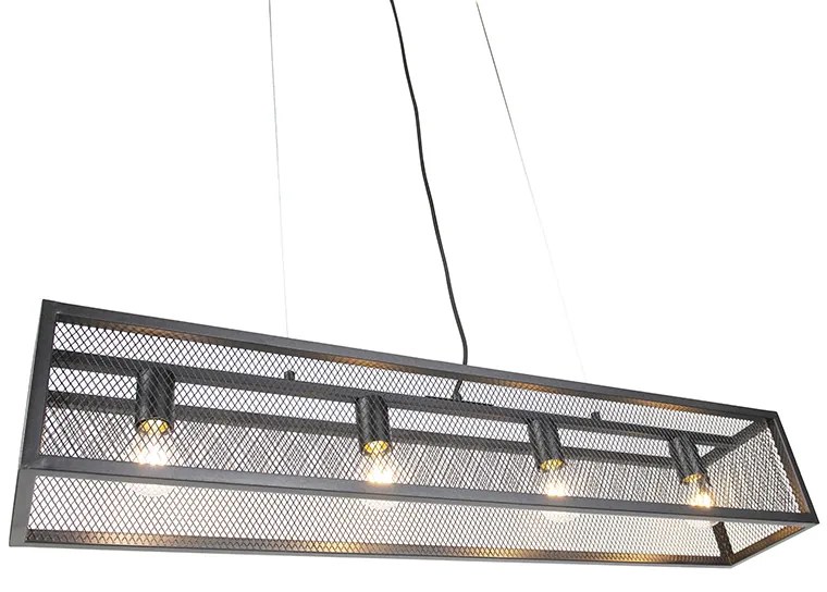 Inteligentná priemyselná závesná lampa čierna vrátane 4 WiFi A60 - Cage Wire