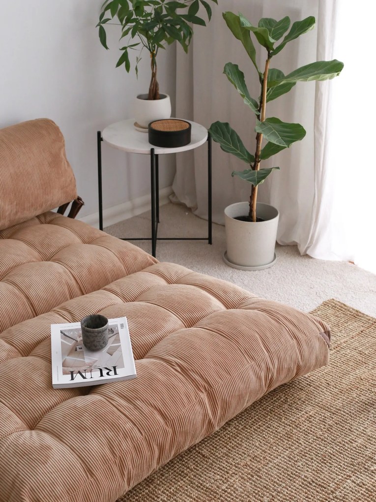 Dvojmiestna futónová rozkladacia pohovka Kadife camel