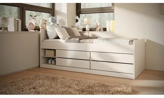 Detská posteľ Leon 200x90 cm s matracom a zásuvkami biela