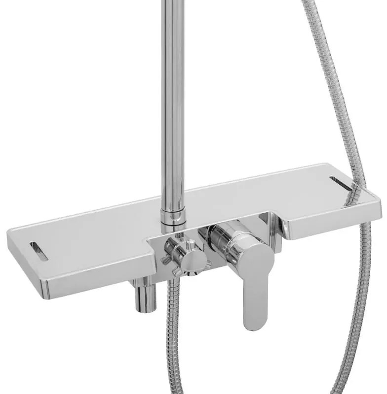 Sprchová súprava SOLO s policou a výtokom do vane - chrómová