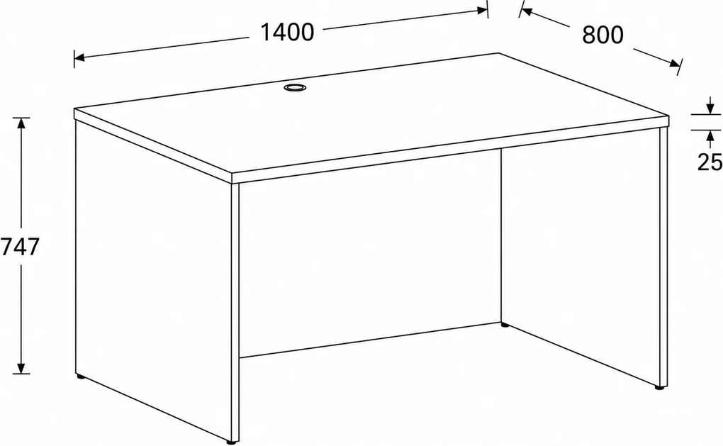Kancelársky písací stôl FRAME, 140x80 cm, breza