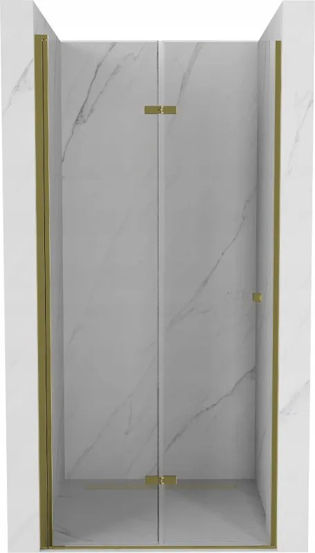 Mexen Lima, skladacie sprchové dvere do otvoru 100 x 190 cm, 6mm číre sklo, zlatý profil, 856-100-000-50-00