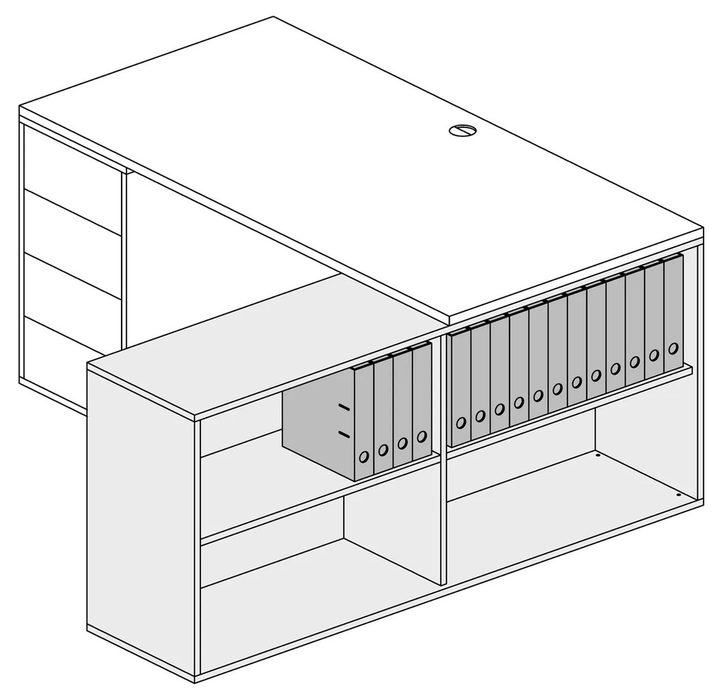 Skrinka nízka otvorená dlhá BLOCK White