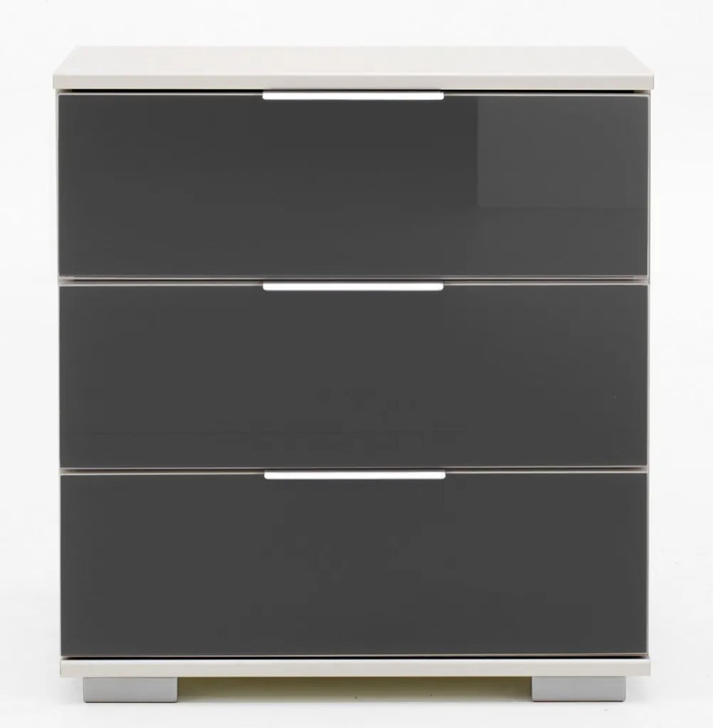 Nočný stolík Easy Plus, biely / sivé sklo