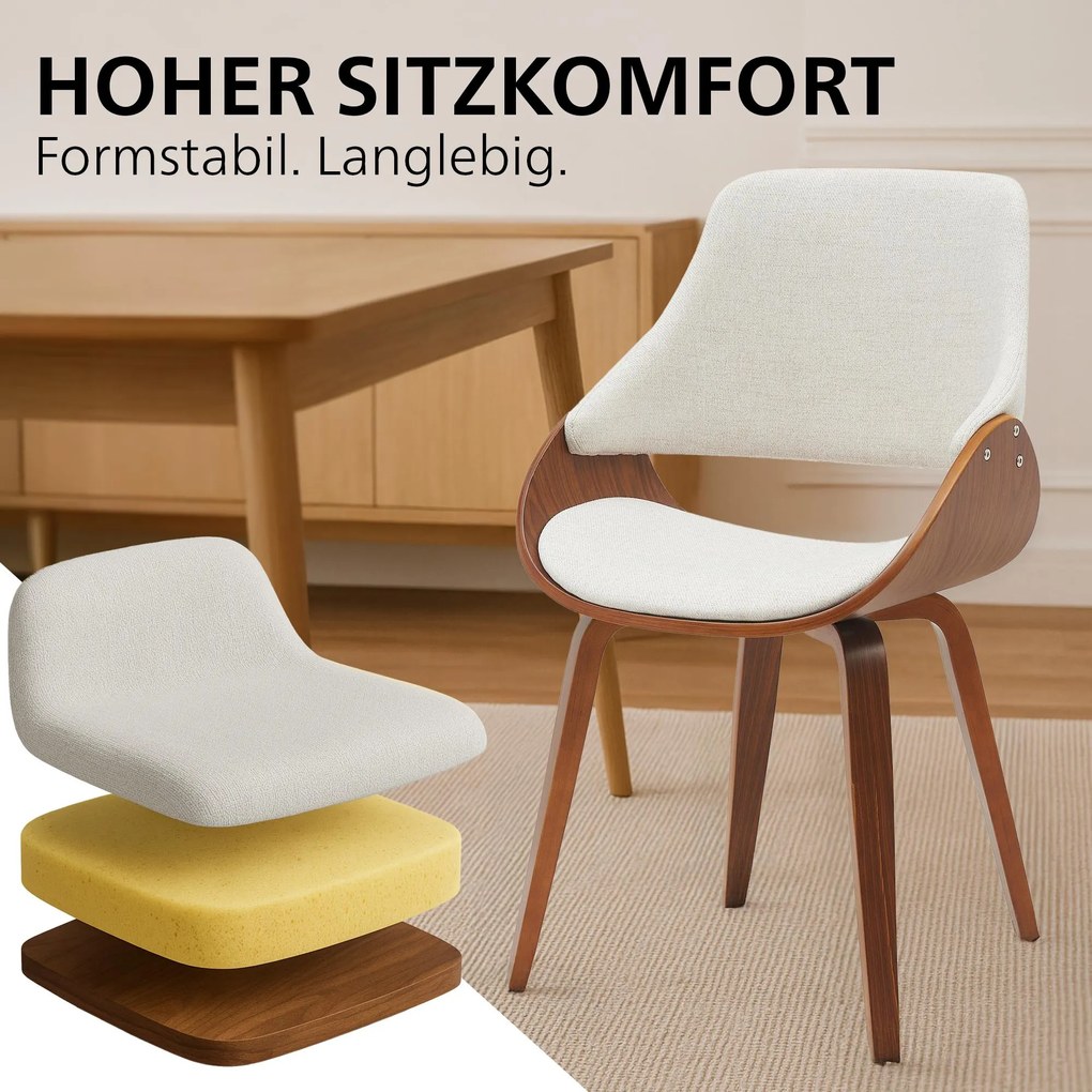 Sada 2 ks jedálenskej stoličky Vangale, látka - orech/krémová