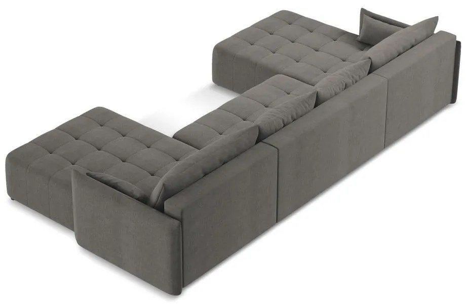 Tmavosivá rozkladacia/s úložným priestorom rohová pohovka (do tvaru "U") Moku – Makamii