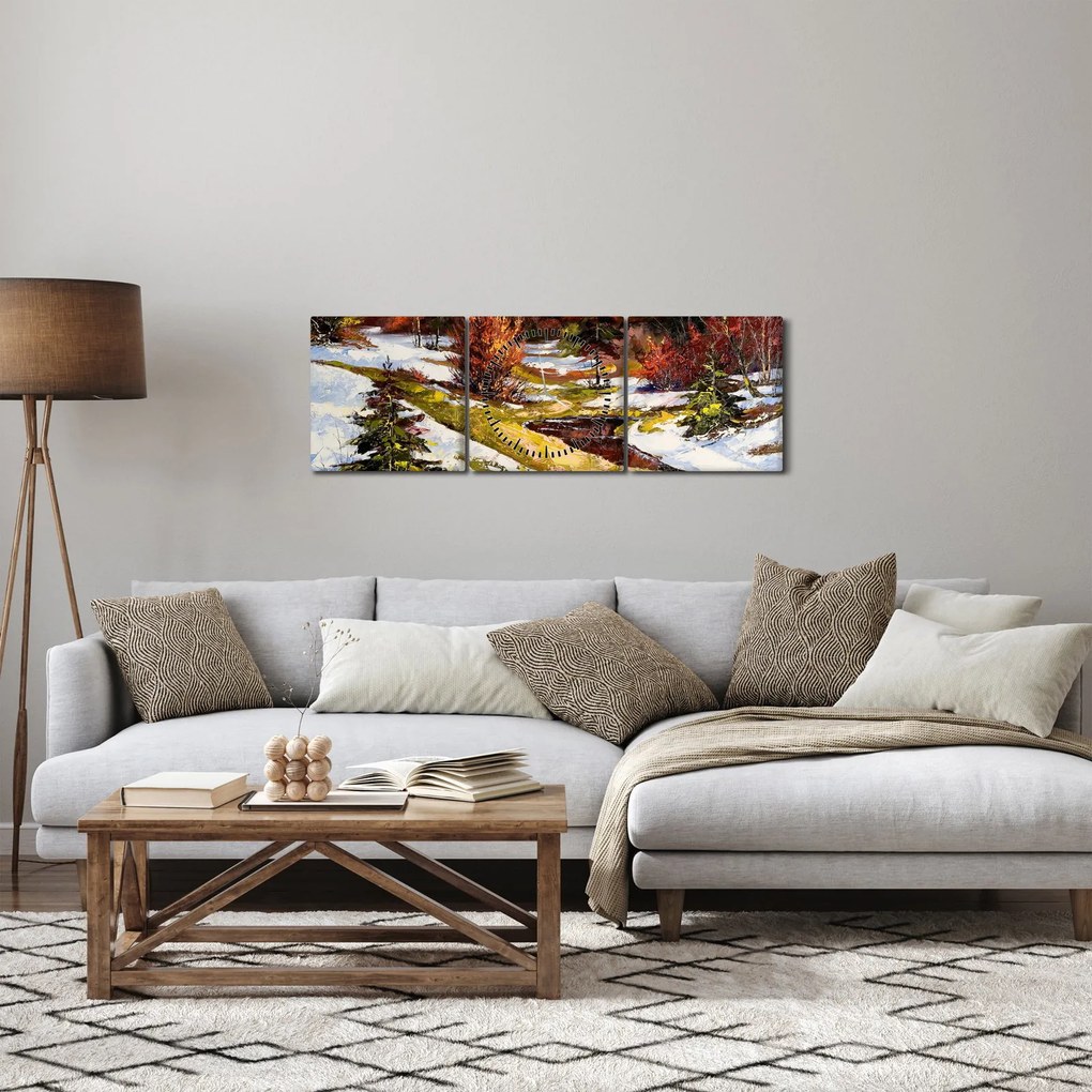 Obraz - Príchod jari (s hodinami) (90x30 cm)