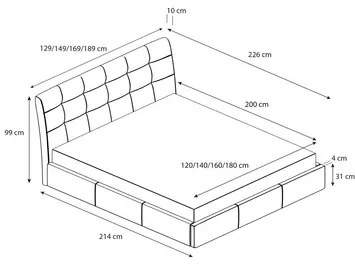 Čalúnená posteľ ADLO rozmer 120x200 cm Tmavosivá
