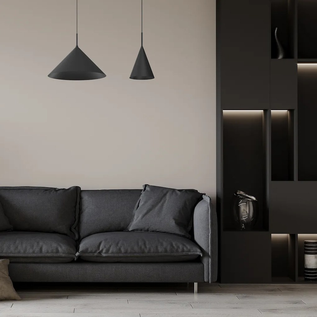 Závesné svietidlo Capital, 1x čierne kovové tienidlo, (fi 46cm), b