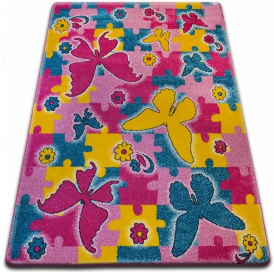 Detský kusový koberec Motýle ružový, Velikosti 160x220cm