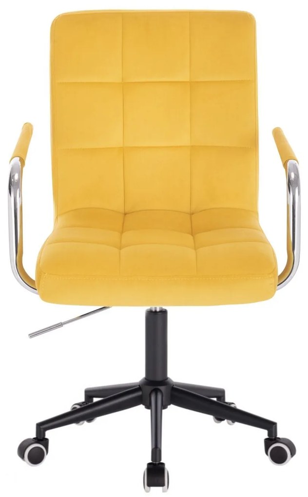 LuxuryForm DESIGN Stolička VERONA VELUR na čierne podstave s kolieskami - žltá