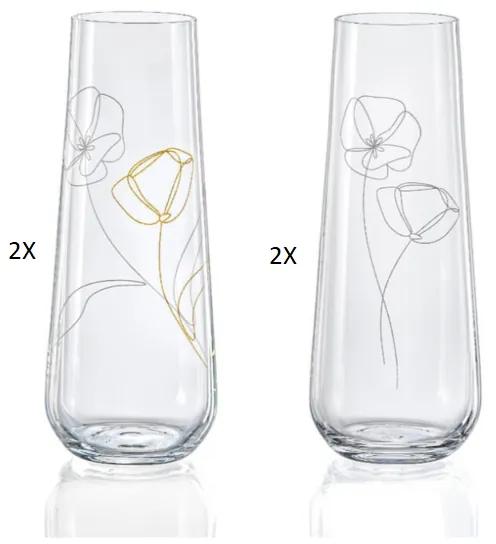 Crystalex poháre na prosseco Stemless lúčne kvety 250 ml 4 KS