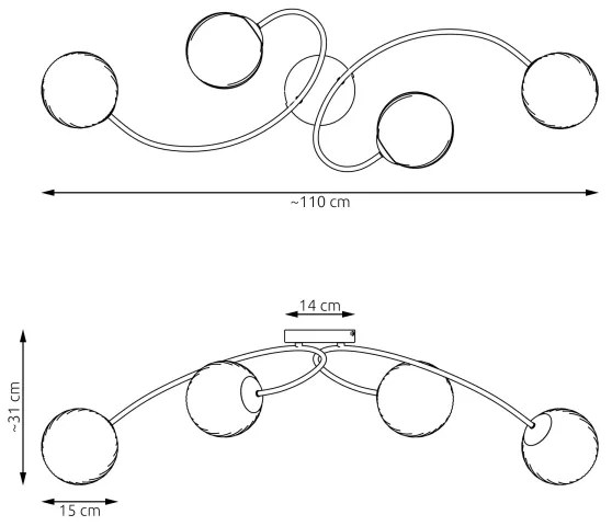 Prisadený luster VIBRA 4xE14/10W/230V čierna/biela