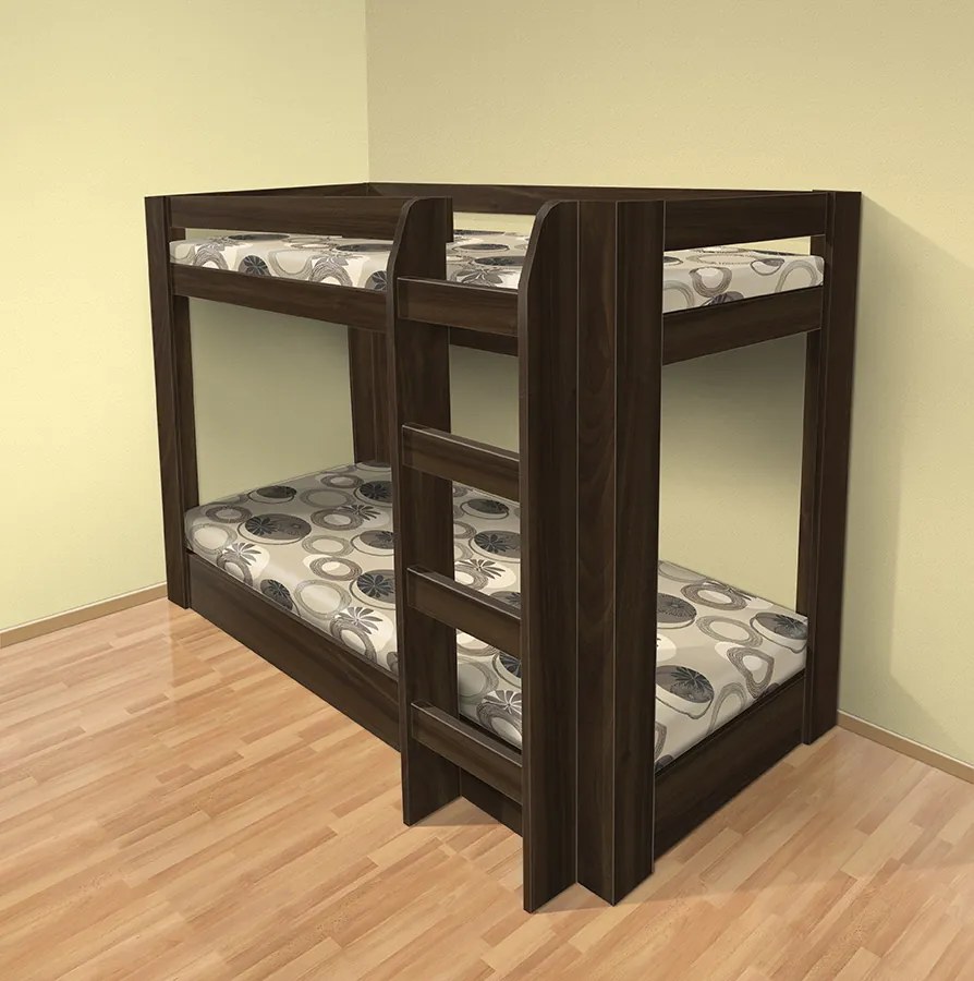 Poschodová posteľ PATR - 1 HIT dekor lamina: Antracit, matrac: MATRACE 16cm PRUŽINOVÁ