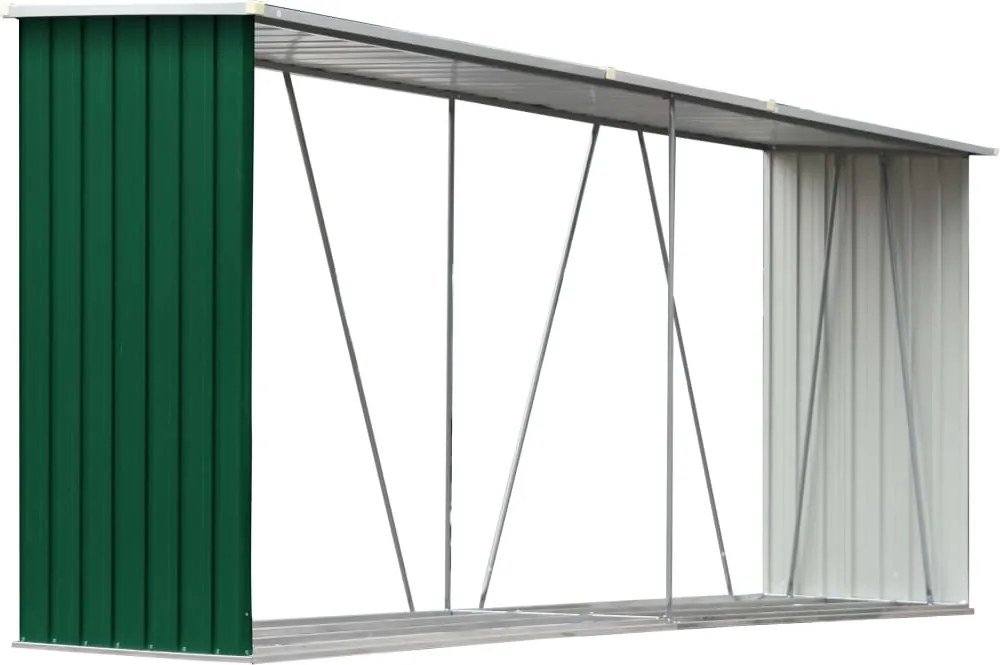 Záhradná kôlňa na drevo galvanizovaná oceľ 330x84x152 cm zelená