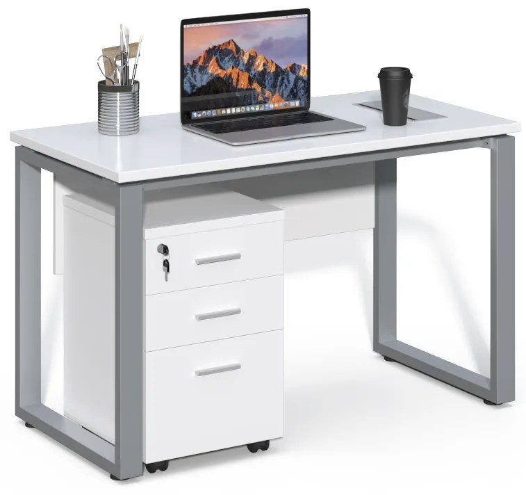 Kancelársky stôl s kontajnerom Houseland Prime Home 02 120 cm biely