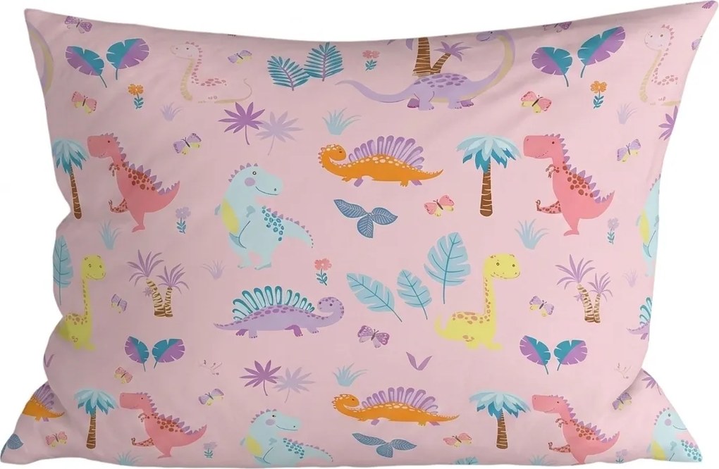 Obliečka na vankúš z mikrovlákna DINO ISLAND 70x90 cm, farebný
