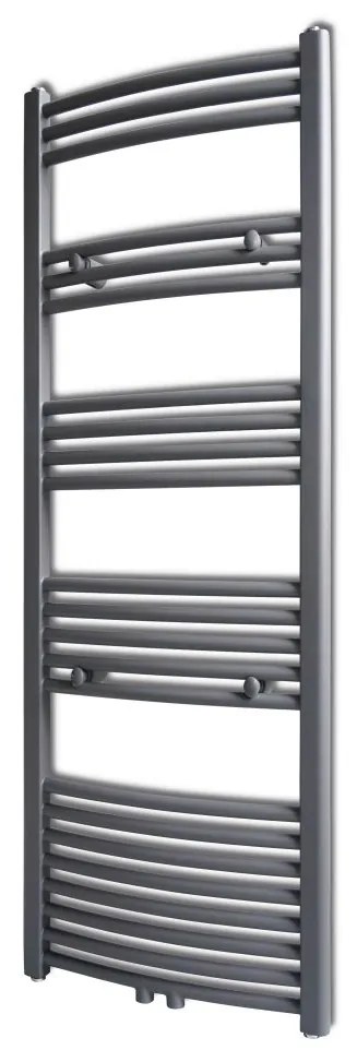 vidaXL Šedý rebríkový radiátor na centrálne vykurovanie, zaoblený 500 x 1424 mm