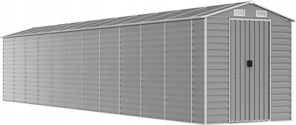 vidaXL Záhradná kôlňa, svetlosivá, 191x980x198 cm, galvanizovaná oceľ