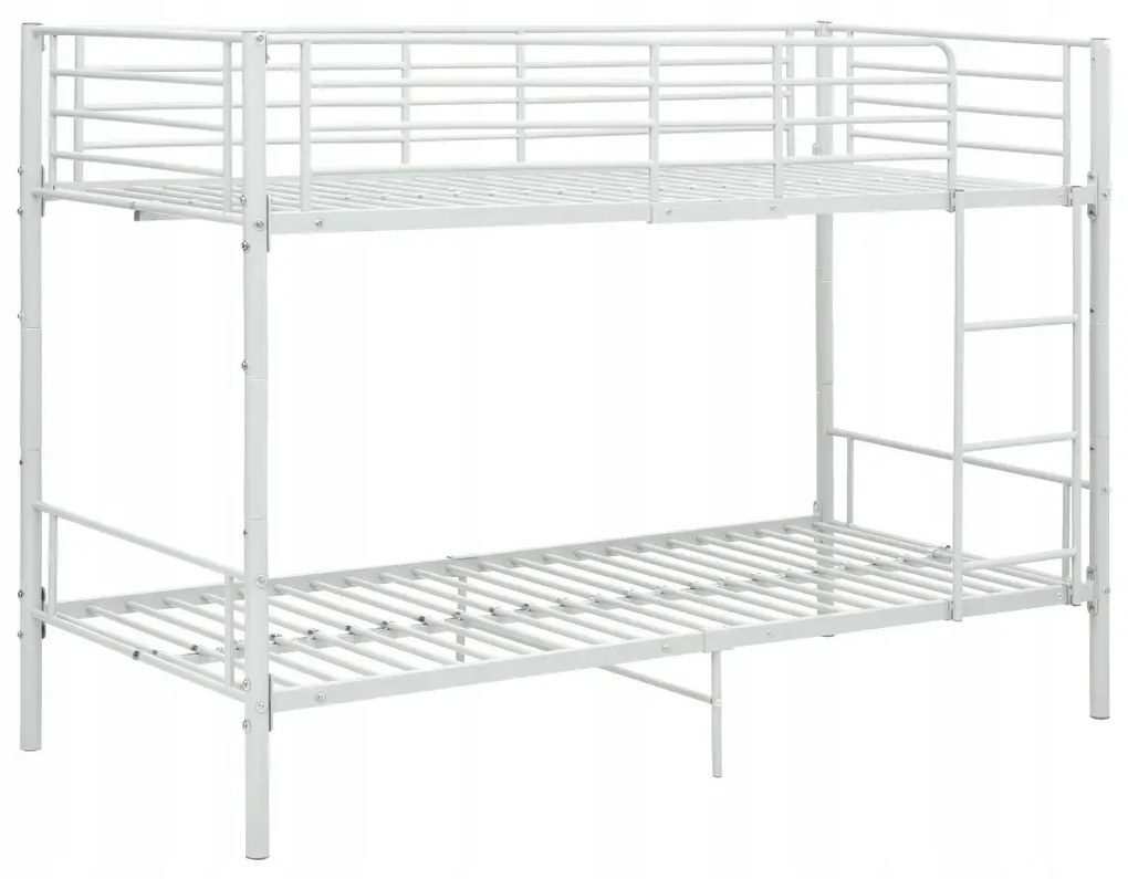 vidaXL Poschodová posteľ biela kovová 90x200 cm manželská