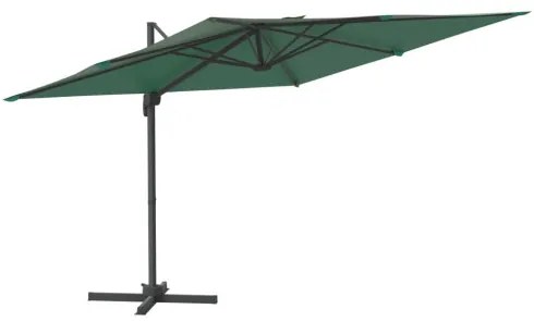 vidaXL Závesný slnečník s hliníkovou tyčou zelený 300x300 cm-