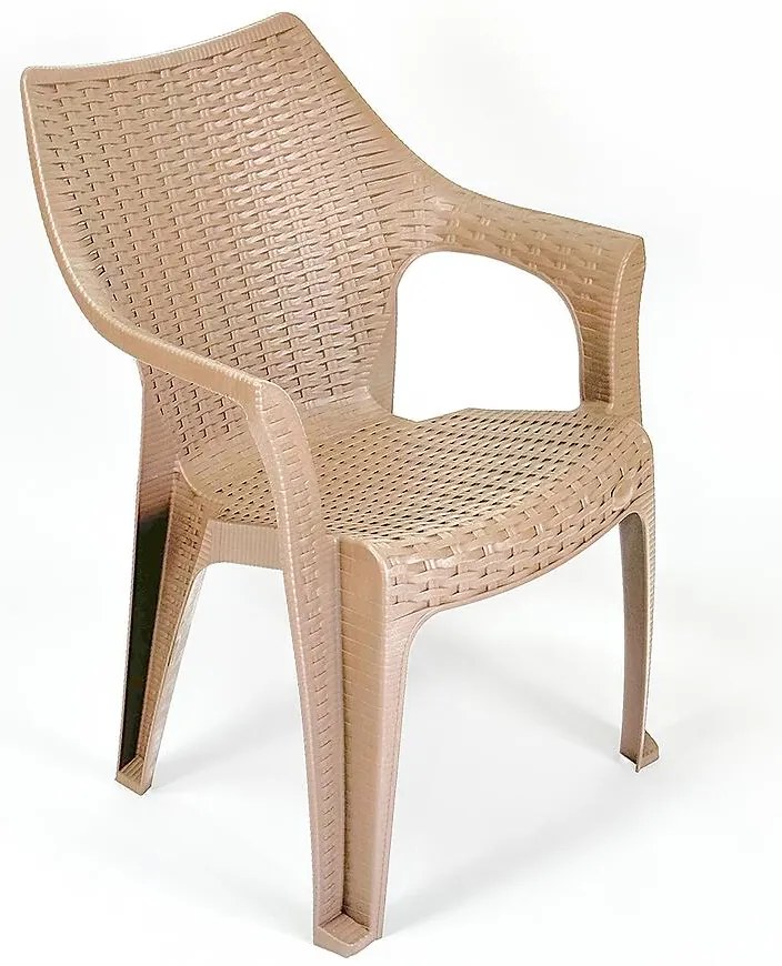 Béžová plastová stolička Ratan