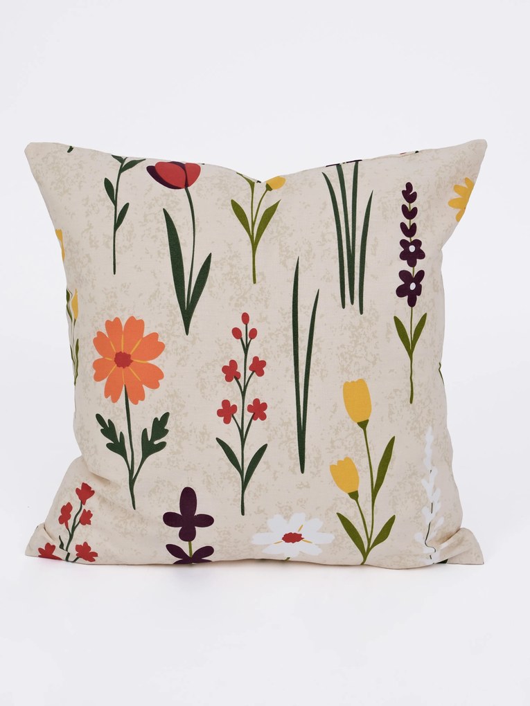 Bavlnená obliečka na vankúš Renforcé 40 × 40 cm - Rozkvitnutá lúka prírodná